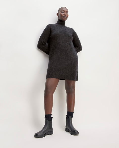 The Cozy Stretch Turtleneck Dress | Charcoal – Everlane
