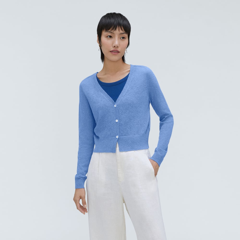 The Featherweight Alpaca Cardigan | Blue Opal - XXS