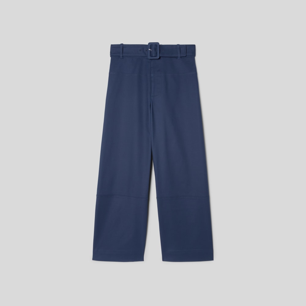 womens-structured-cotton-belted-pant-navy | alt