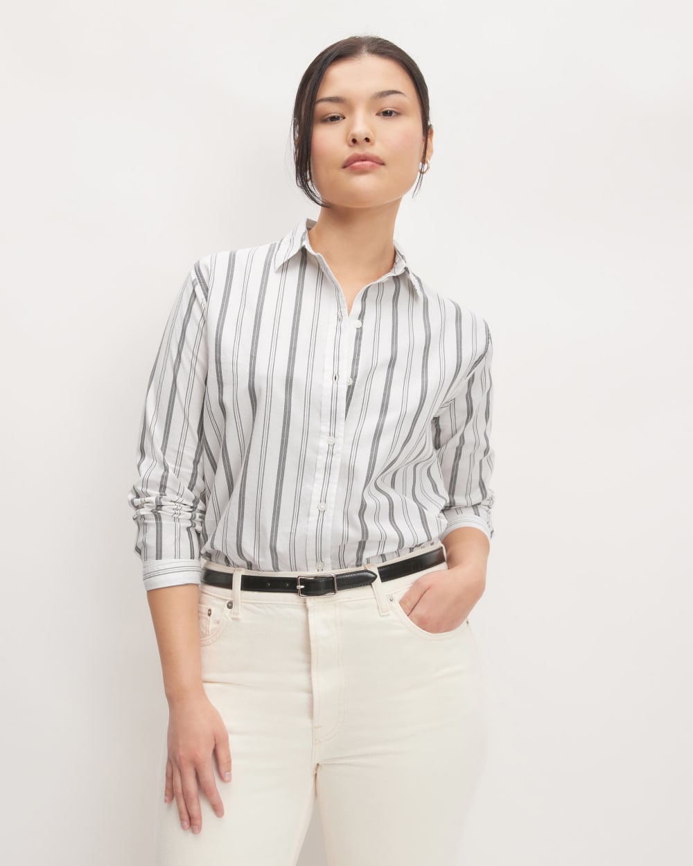 womens-silky-cttn-relaxed-shirt-bone-black | primary