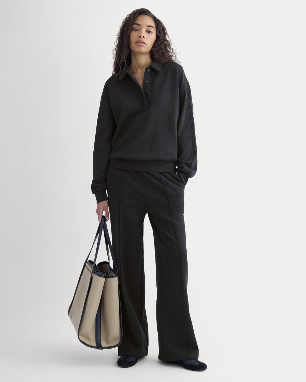 Lightweight Terry Polo Sweatshirt | Black – Everlane
