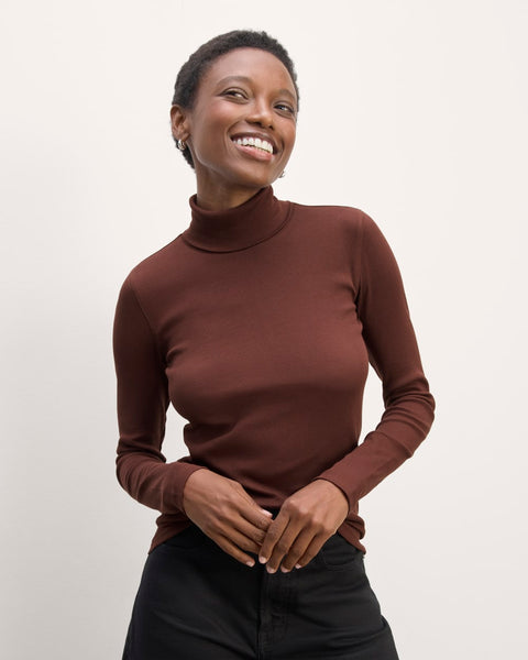 The Luxe Rib Turtleneck | Dark Mahogany – Everlane