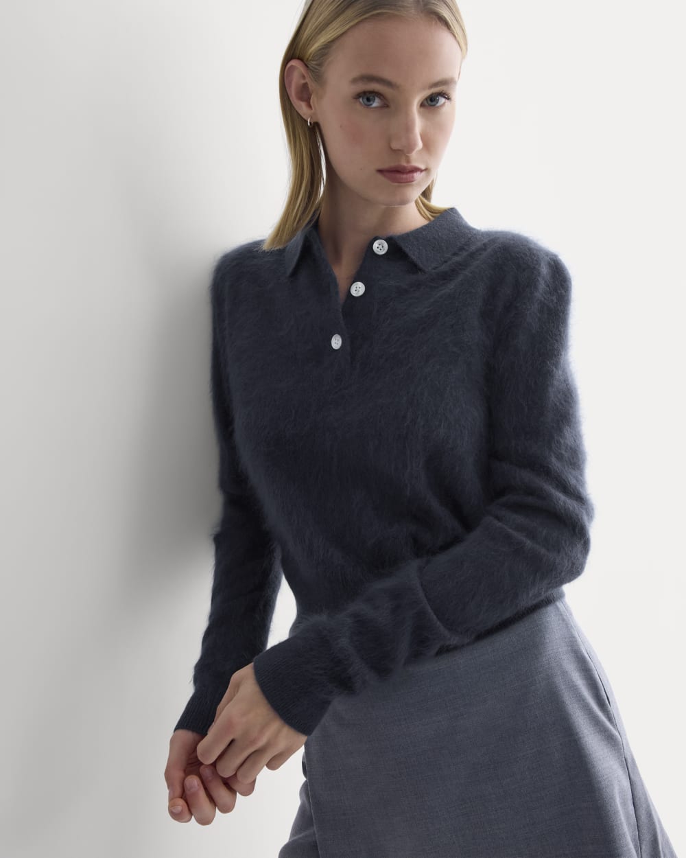 Lush Cashmere Cropped Polo Sweater | Starry Navy – Everlane