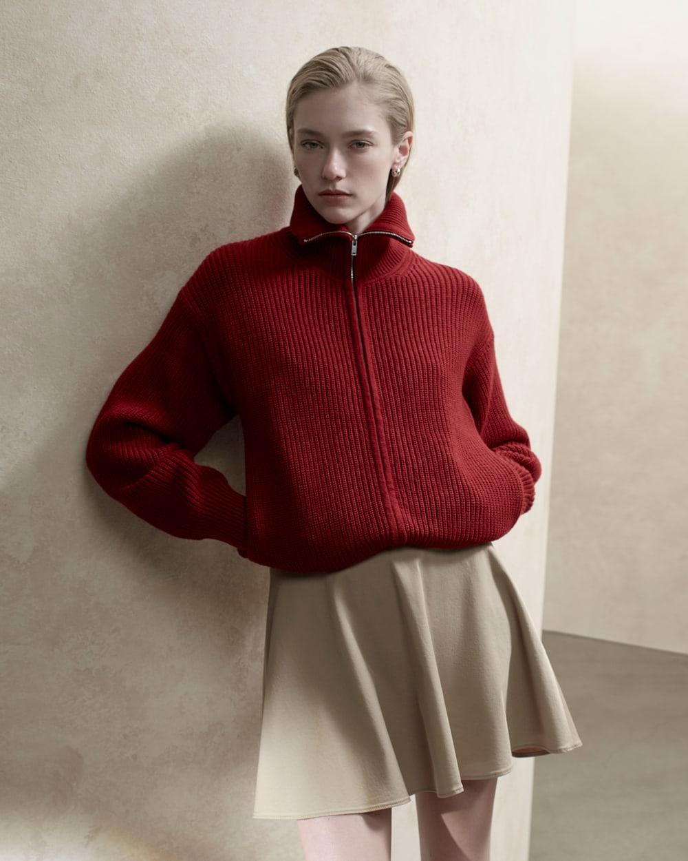 womens-full-zip-sweater-everyday-cotton-merlot | editorial