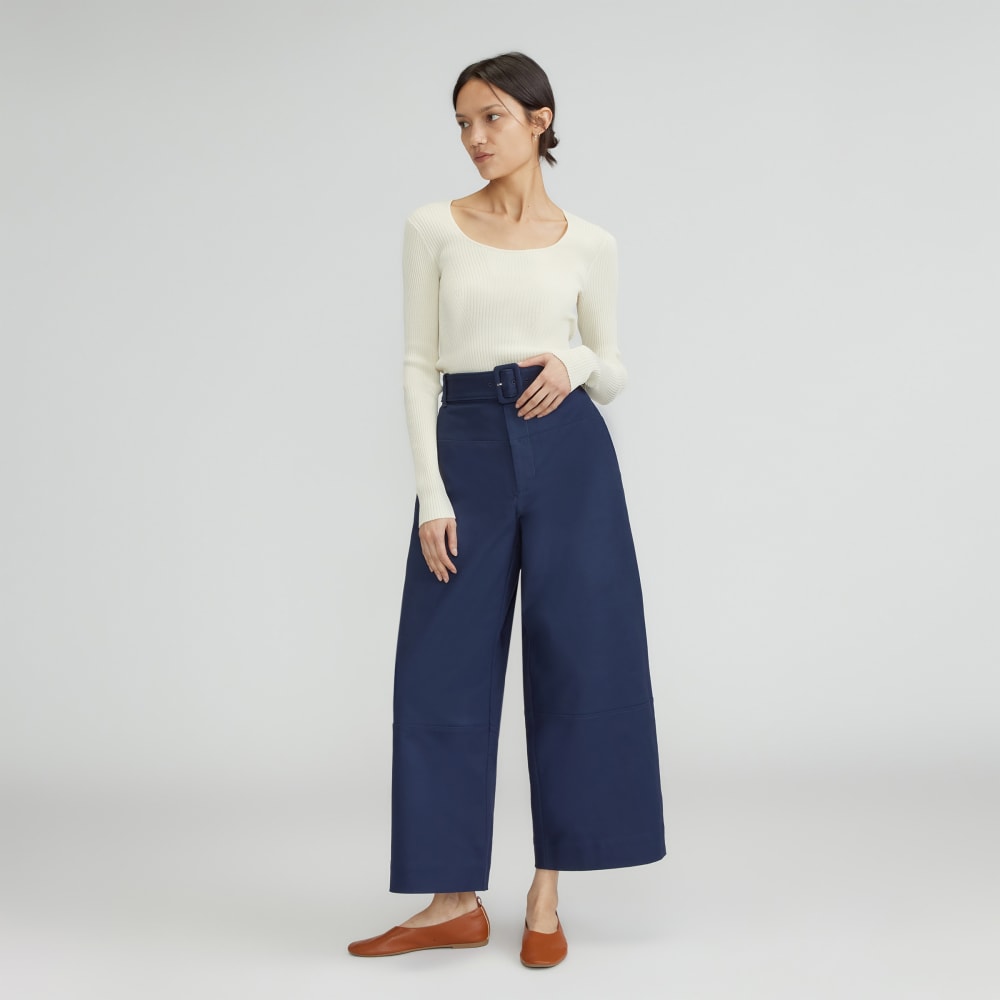 womens-structured-cotton-belted-pant-navy