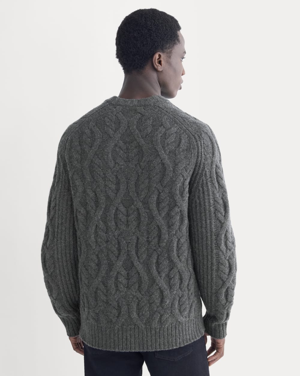 Cable Knit Crew in Luxe Merino | Heathered Soot – Everlane