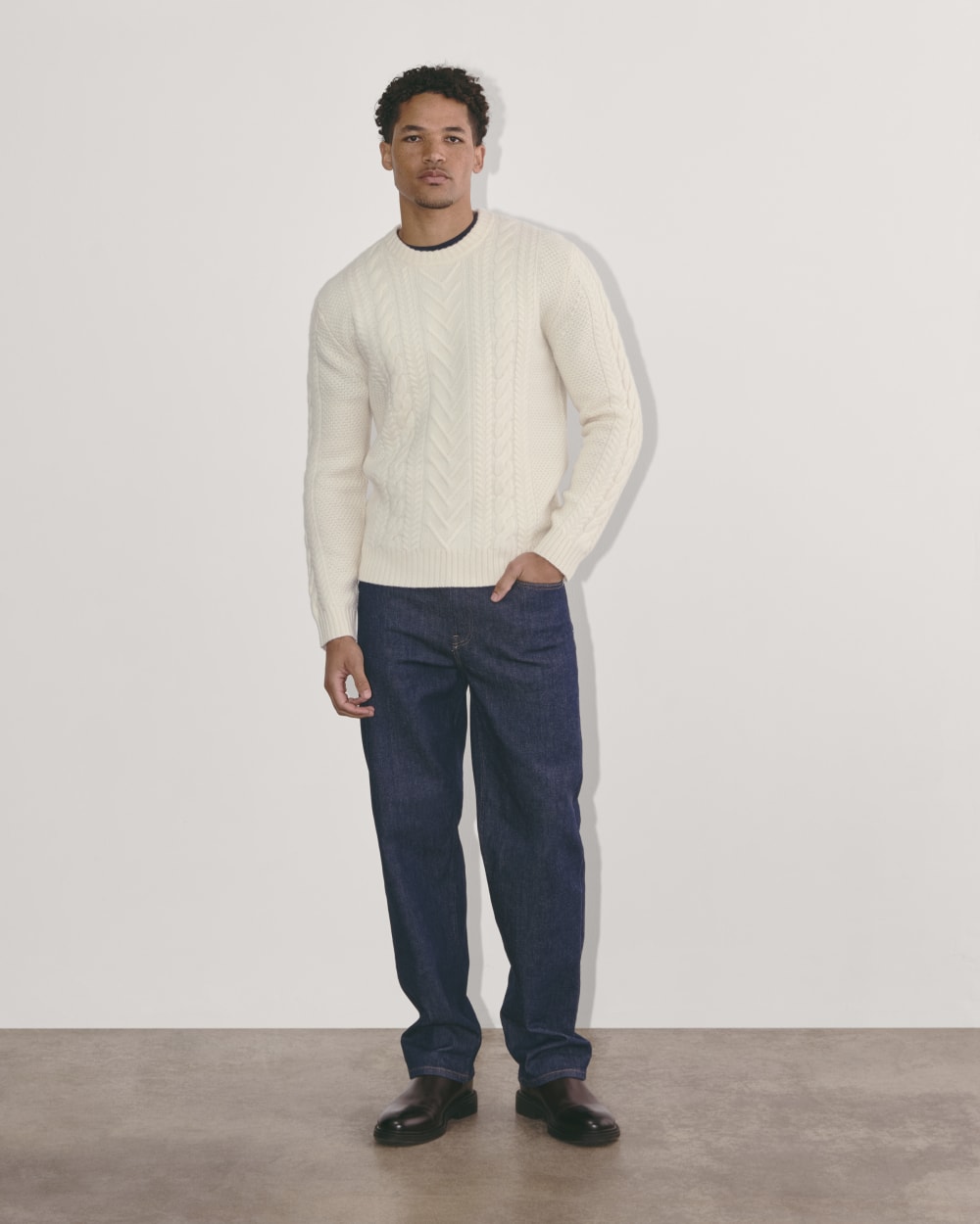 The Felted Merino Cable-Knit Crew | Bone – Everlane