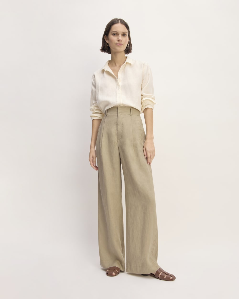 womens-linen-way-high-drape-pant-trench-coat-khaki | primary