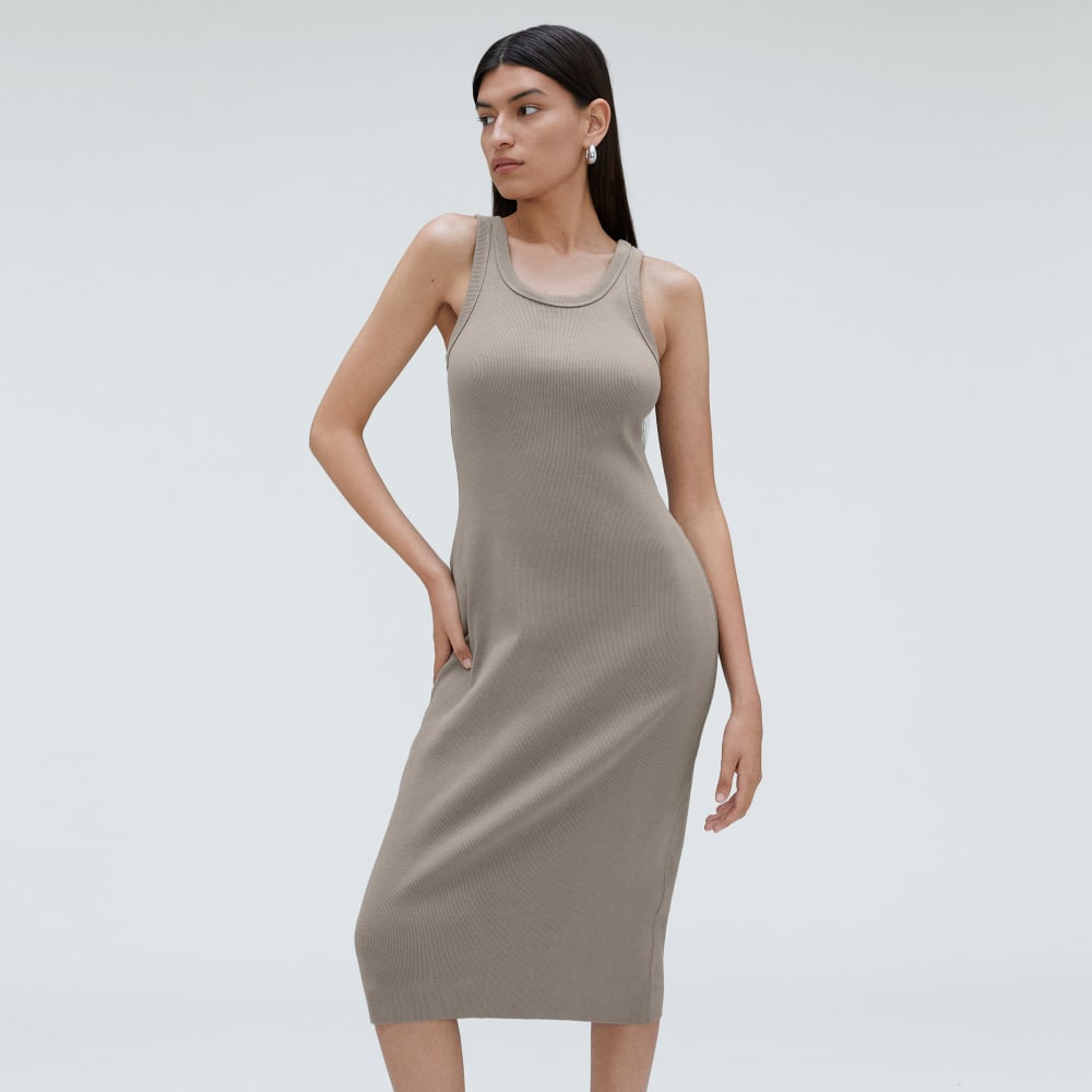 everlane 90s rib dress Everlane Dream '90s Midi Dress In Black, Size XXS, Cotton