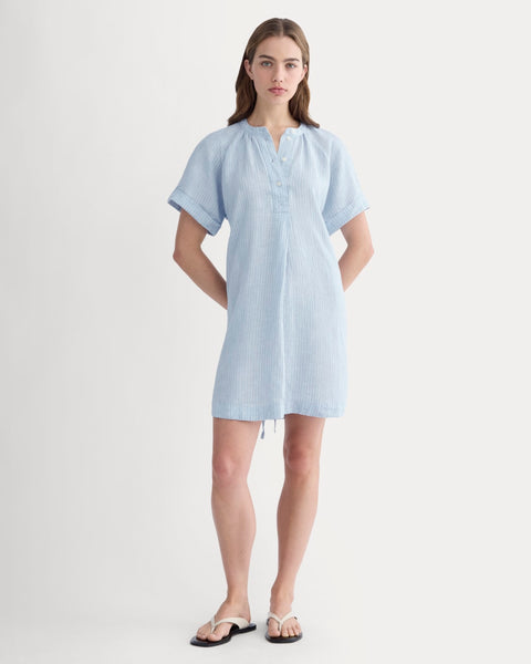 Everlane Popover Dress, Linen, Sky Blue/White, Size XS Everlane Popover Dress, Linen, Sky Blue/White, Size XS