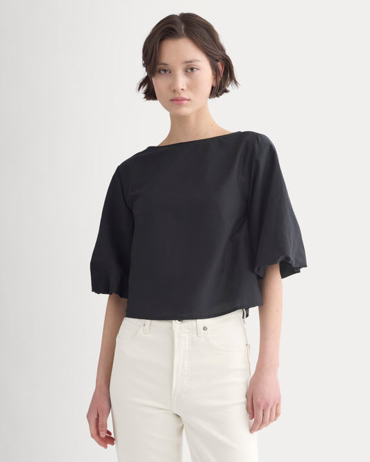 womens-bubble-sleeve-top-black | primary