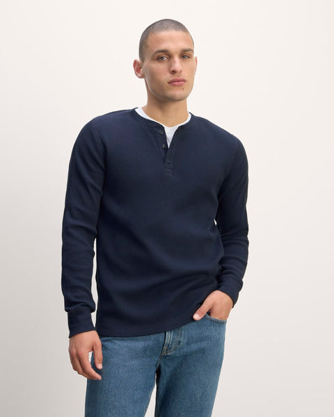 The Waffle Long-Sleeve Henley | Navy – Everlane