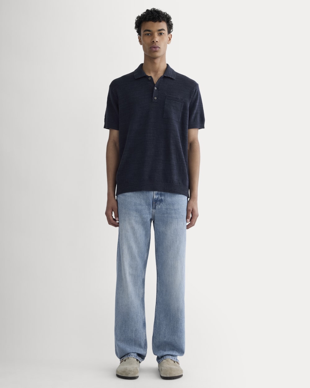 The Cotton Linen Polo | Navy – Everlane