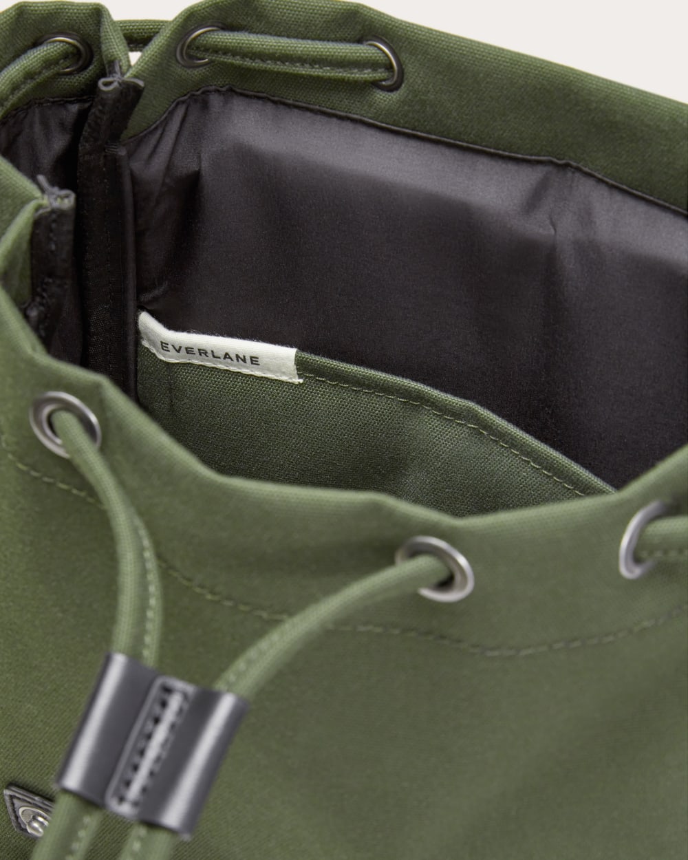 Everlane Canvas Backpack In Dark Forest, Cotton/Leather