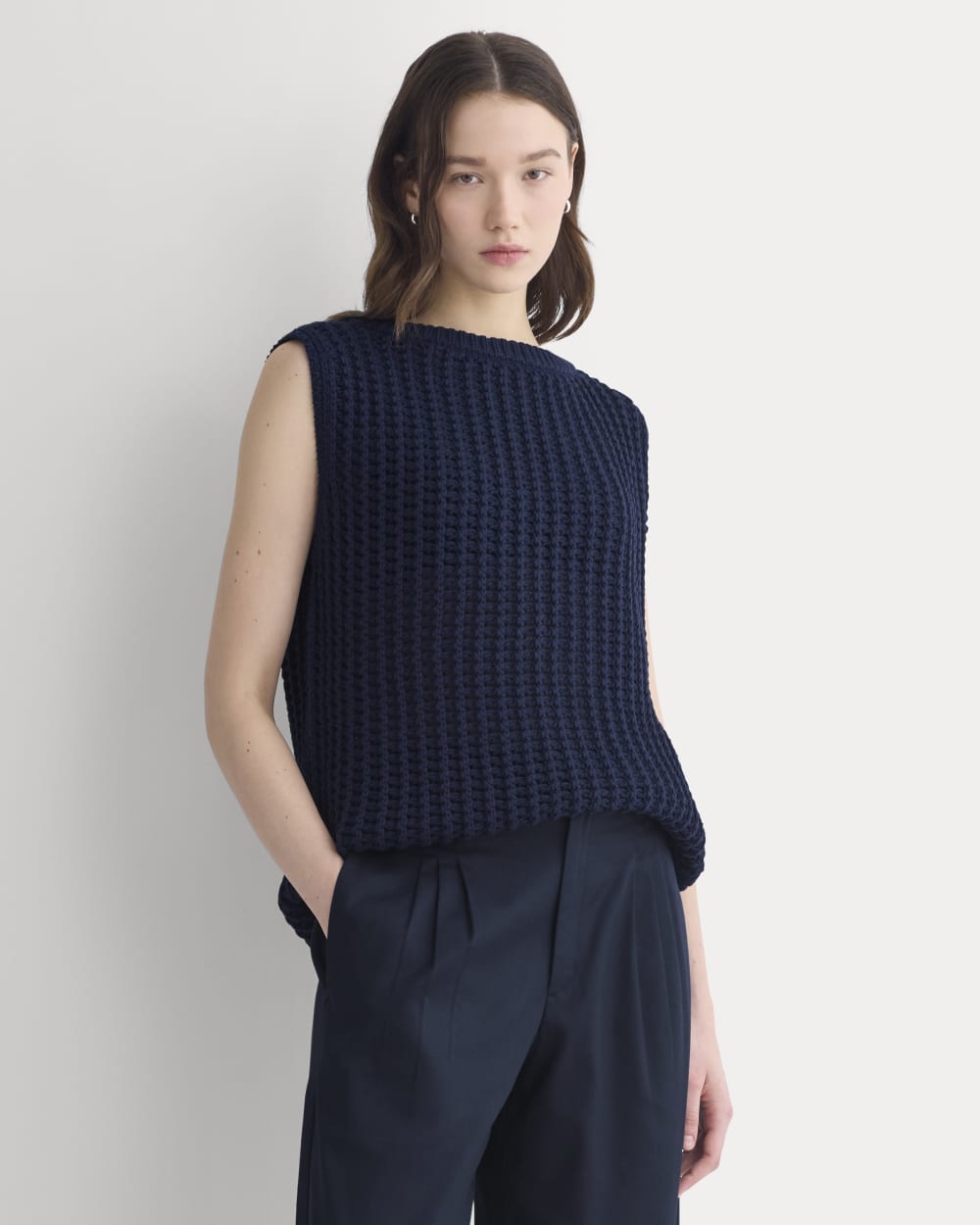 womens-open-knit-tunic-vest-cotton-navy | primary