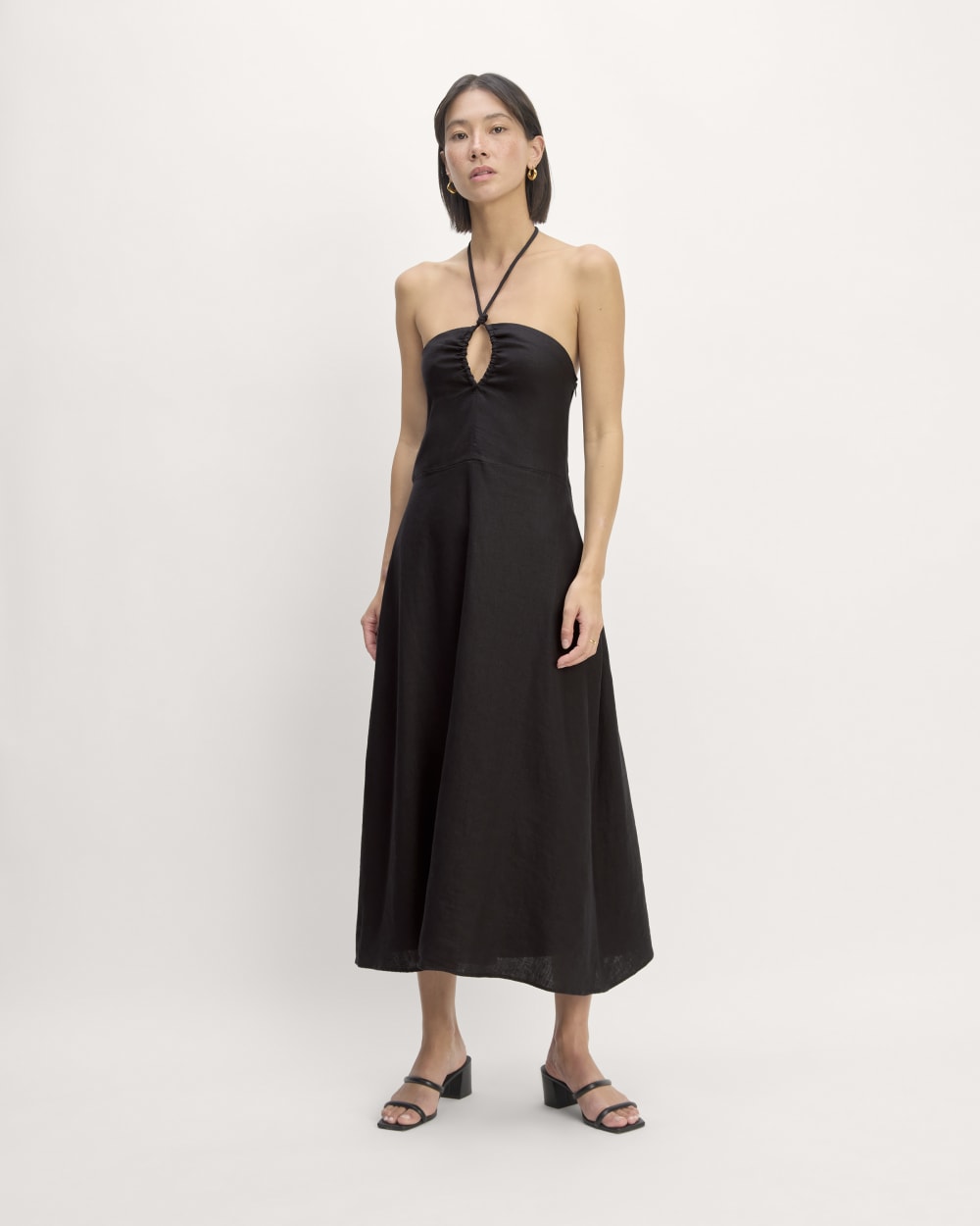 womens-linen-halter-neck-dress-black | primary