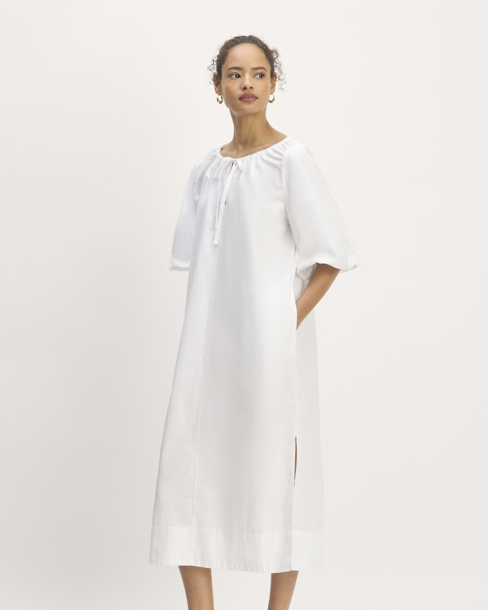 womens-supima-puff-sleeve-dress-white | primary