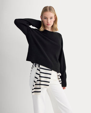 The Boxy Crew in Cashmere | Black