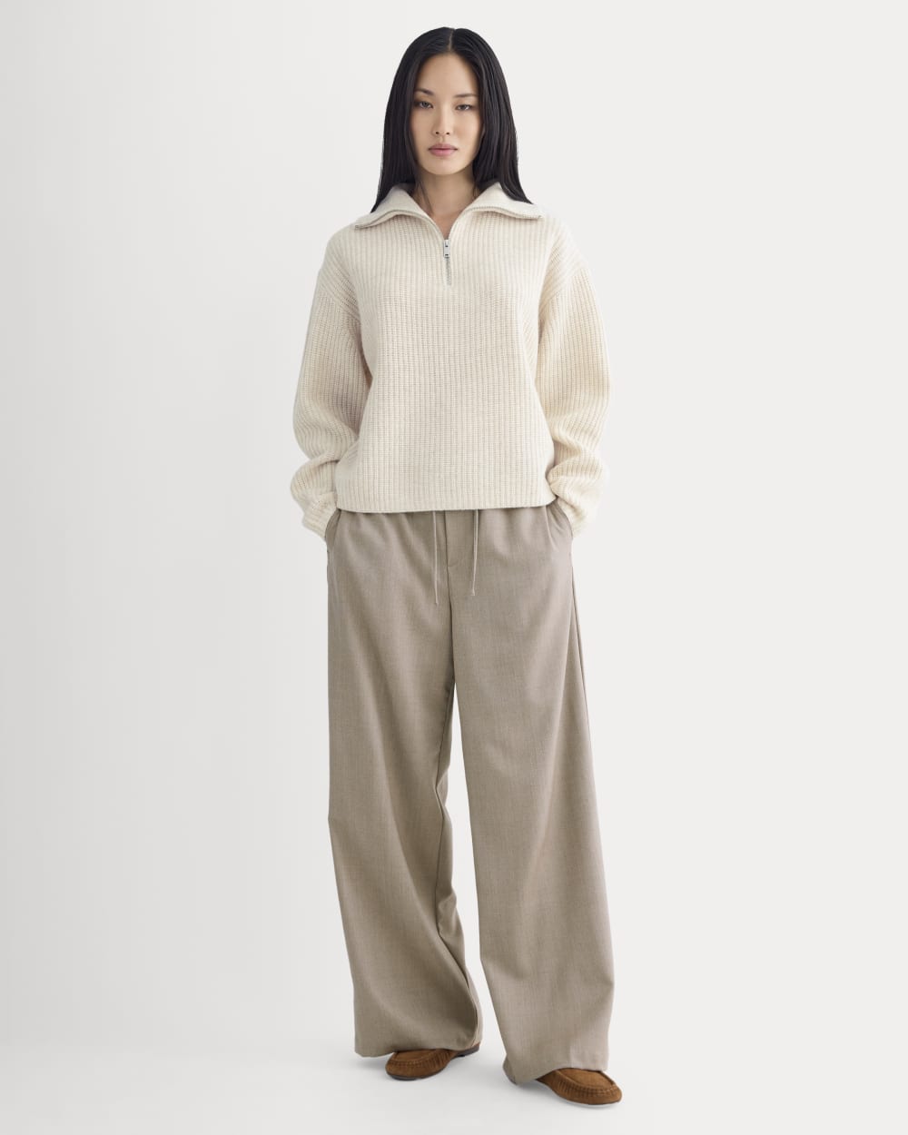 The Half-Zip Sweater in Luxe Merino | Heathered Oat – Everlane