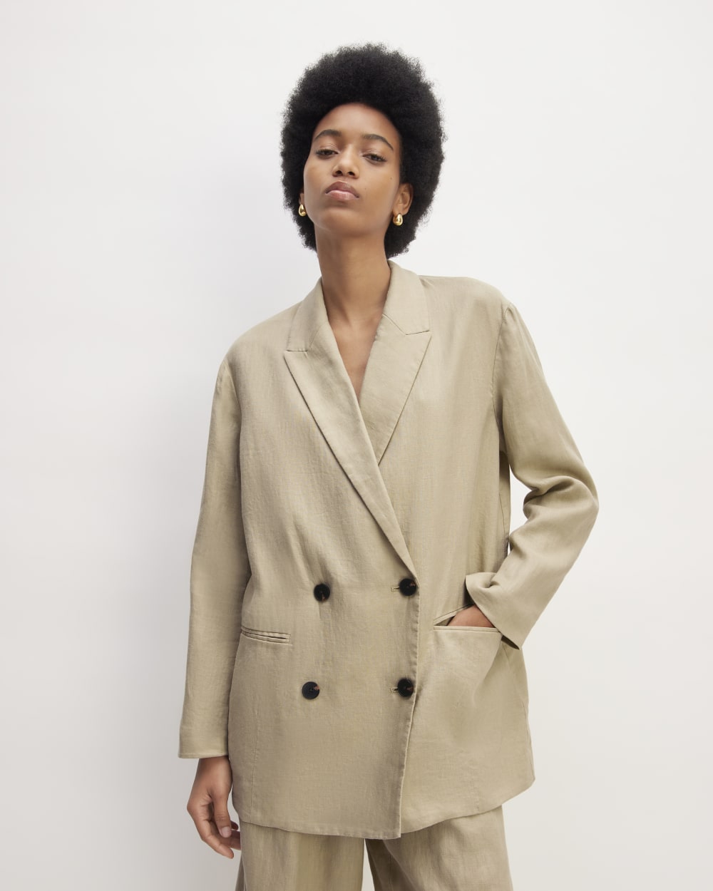 womens-linen-double-breasted-blazer-trench-coat-khaki | primary