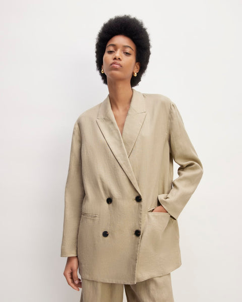 The Linen Double Breasted Blazer | Trench Coat Khaki – Everlane