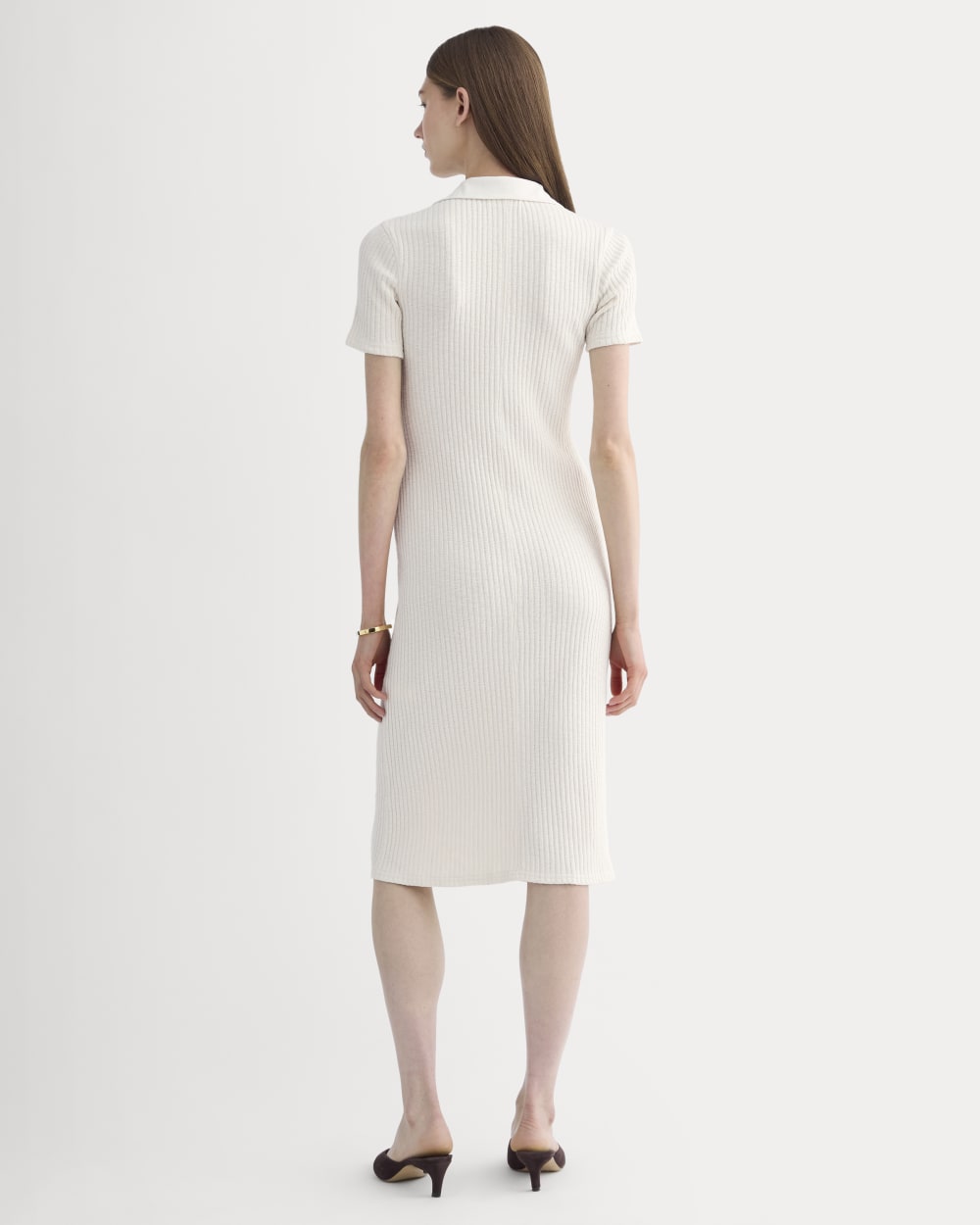 Everlane Cozy Rib Polo Dress In Bone, Size Small, Cotton Everlane Cozy Rib Polo Dress In Bone, Size Small, Cotton