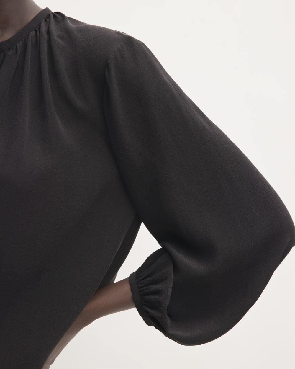 womens-clean-silk-shirred-blouse-black