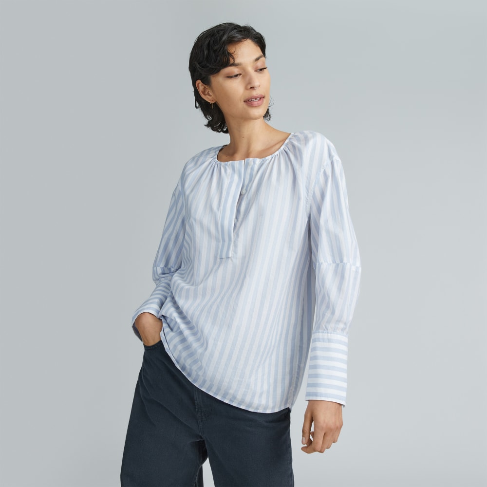 womens-silky-cotton-balloon-sleeve-top-periwinkle-white | primary