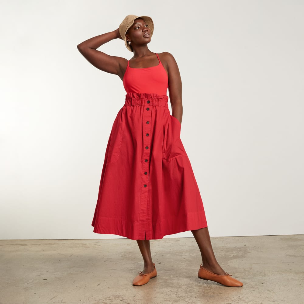 womens-easy-button-front-skirt-goji-berry | alt