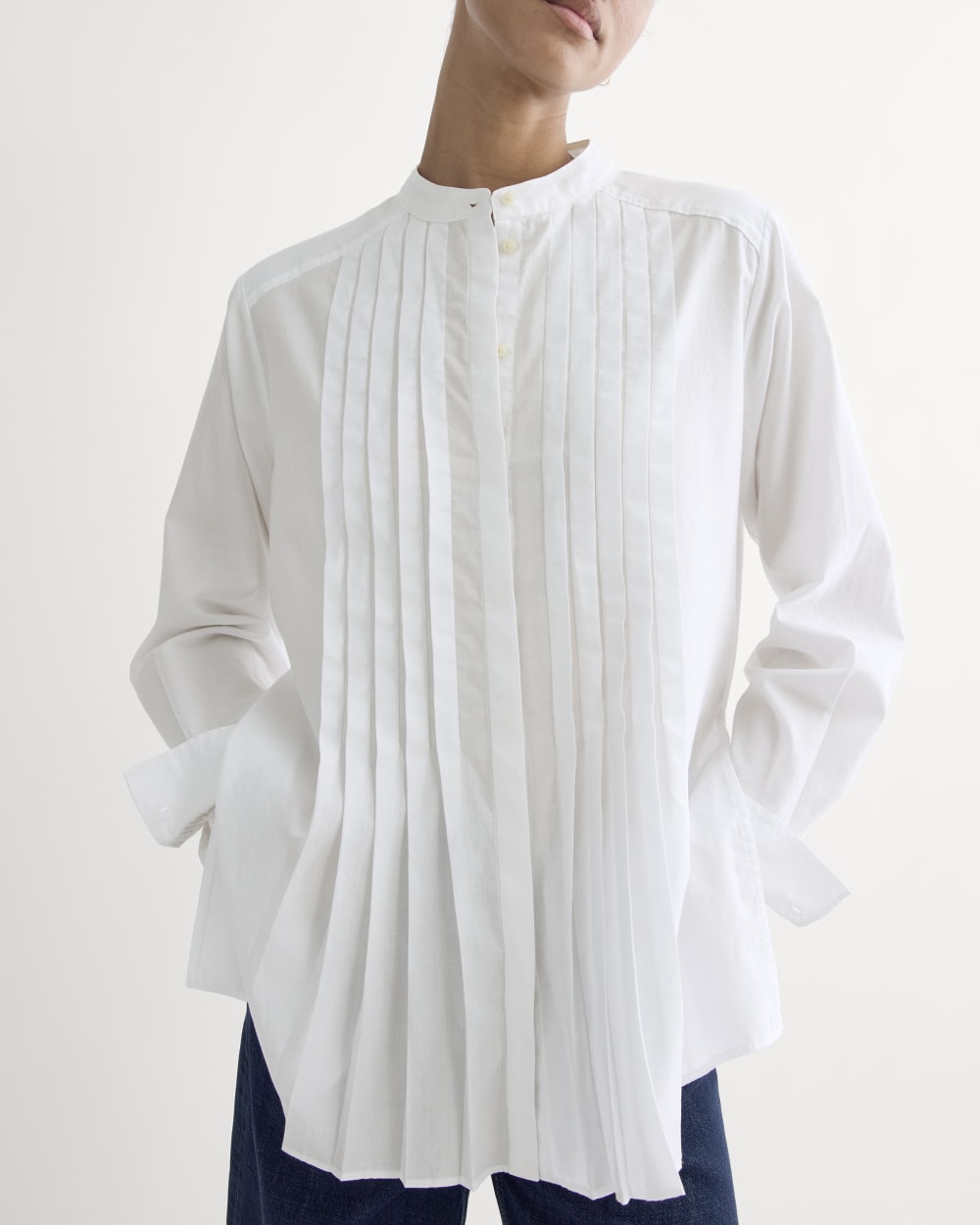 The Pleated Shirt in Silky Cotton | White