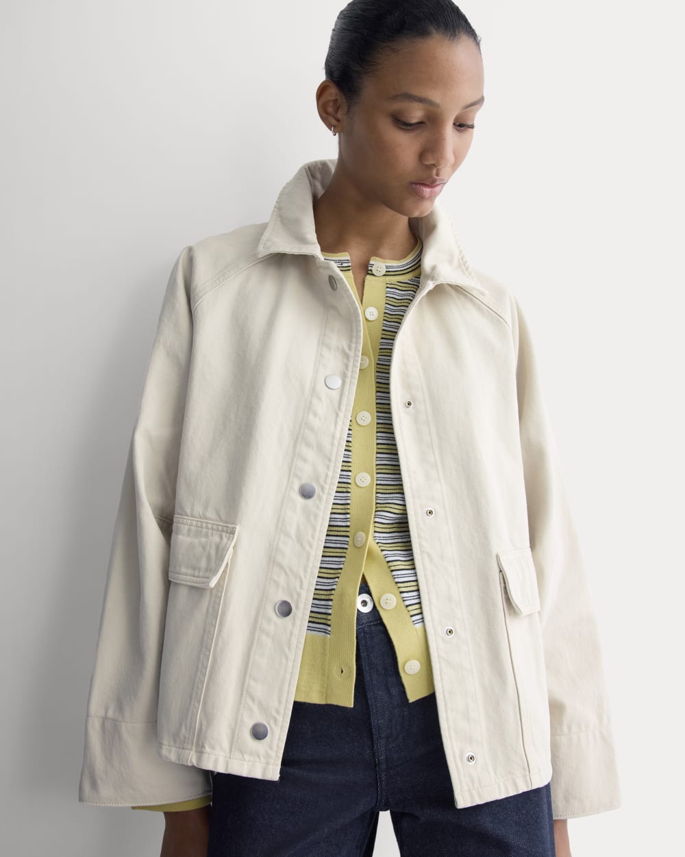 womens-cropped-denim-jacket-garment-dyed-sand | primary