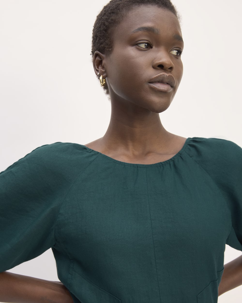 The Linen Short-Sleeve Scoop Midi Dress | Dark Sea Everlane The Linen Short-Sleeve Scoop Midi Dress | Dark Sea Everlane