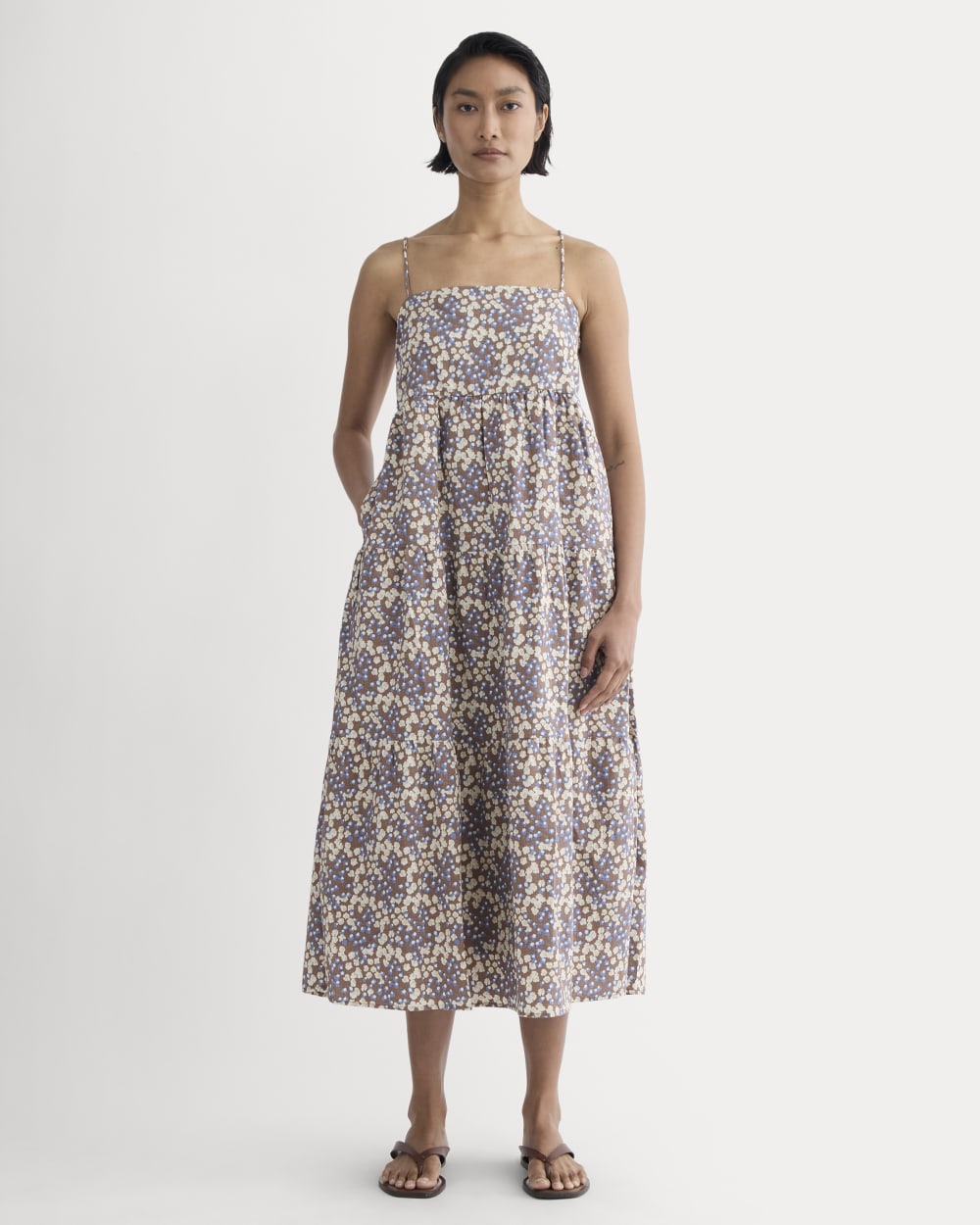 womens-gauze-tiered-dress-mocha-floral | primary
