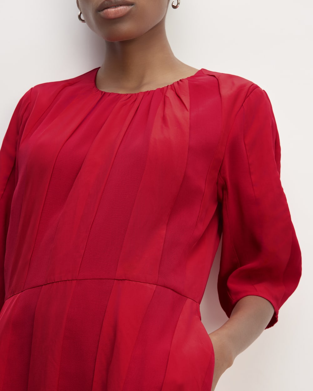 The City Stripe Ruched Dress | Haute Red Everlane The City Stripe Ruched Dress | Haute Red Everlane