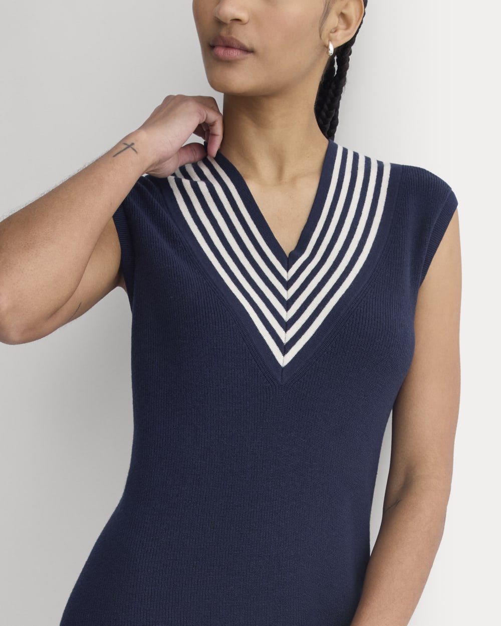 Relaxed V-Neck Midi Sweater Dress in Cotton Merino | Navy Everlane Relaxed V-Neck Midi Sweater Dress in Cotton Merino | Navy Everlane