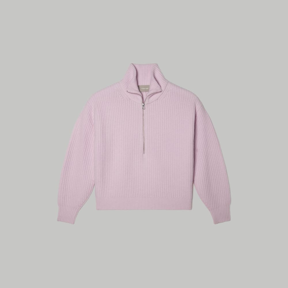 womens-felted-merino-halfzip-sweater-light-lilac | alt