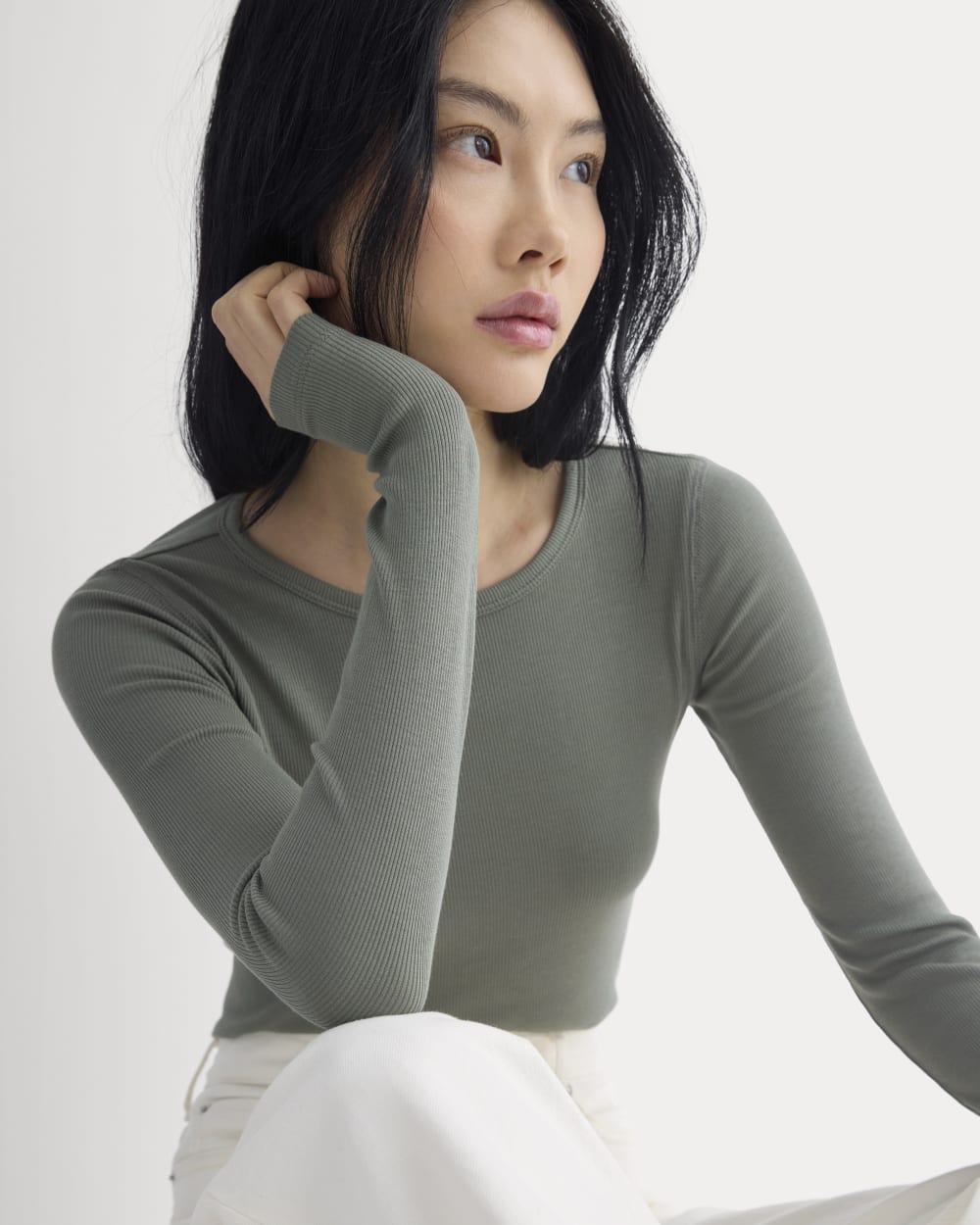 The Luxe Rib Long-Sleeve Crew | Agave Green – Everlane The Luxe Rib Long-Sleeve Crew | Agave Green – Everlane