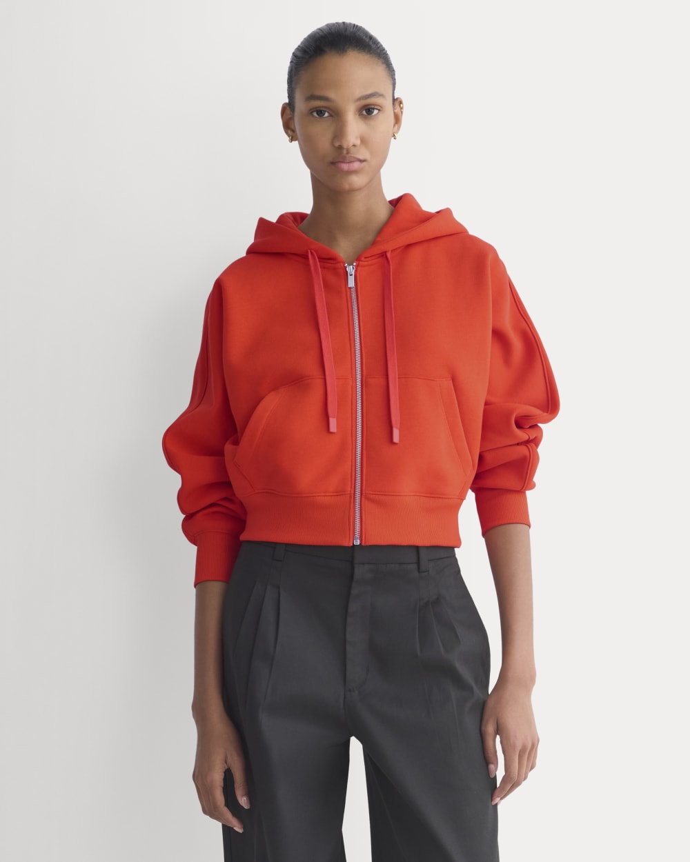 Luxe Fleece Full-Zip Cropped Hoodie