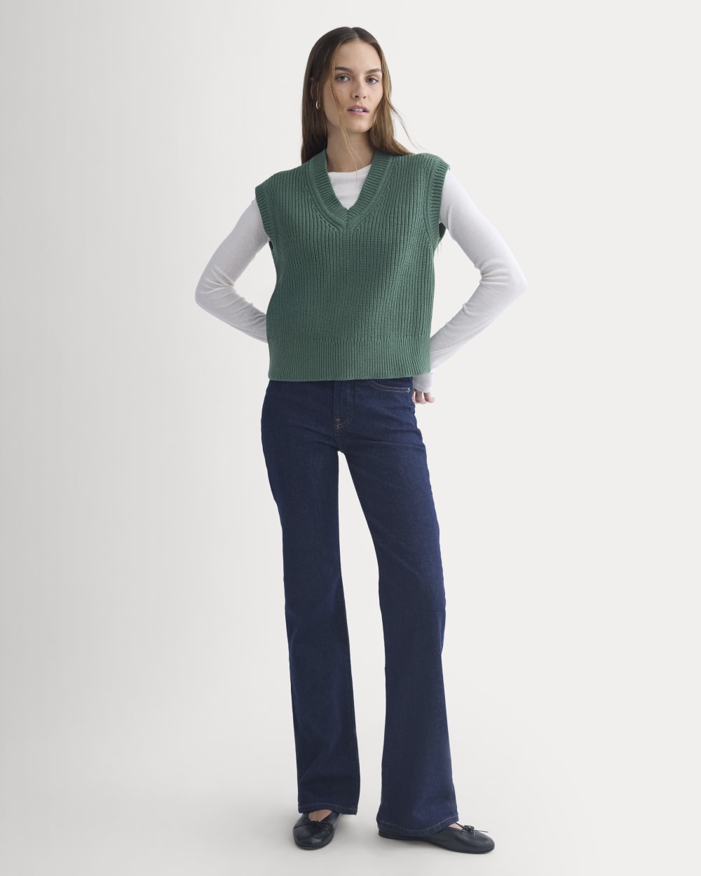 womens-ribbed-v-neck-vest-cotton-hunter-green