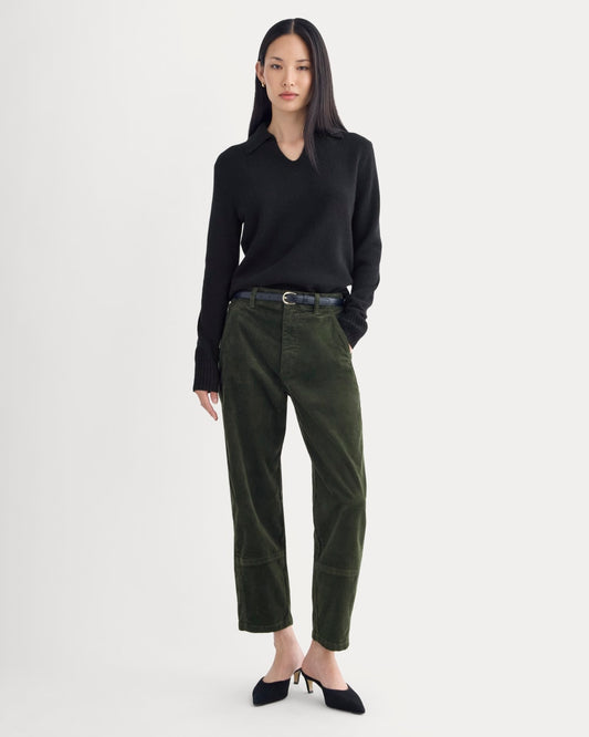 womens-corduroy-utility-barrel-pant-dark-forest | primary