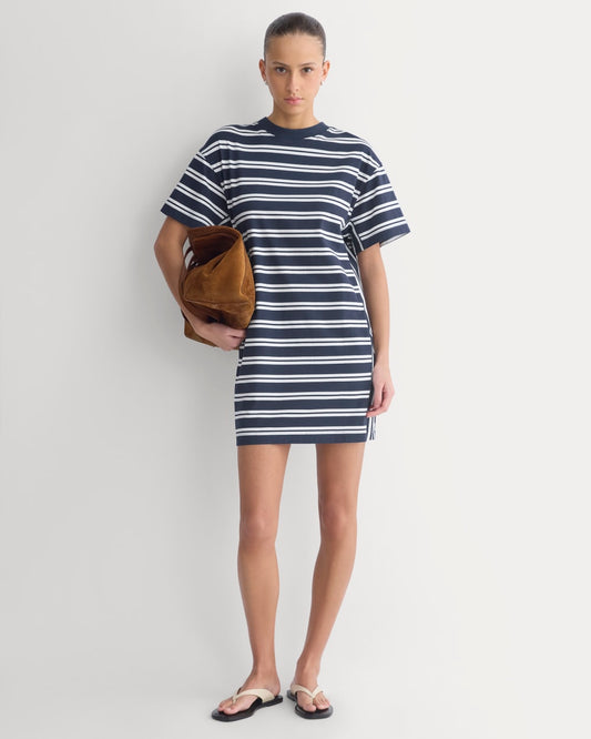womens-weekend-tee-mini-dress-true-navy-canvas-tan | primary