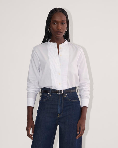 savoye linen tuxedo shirt dress Billy Reid's Savoy Suede Workshirt in Chocolate