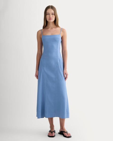 white christmas dresses The Seamed Dress in Stretch Linen