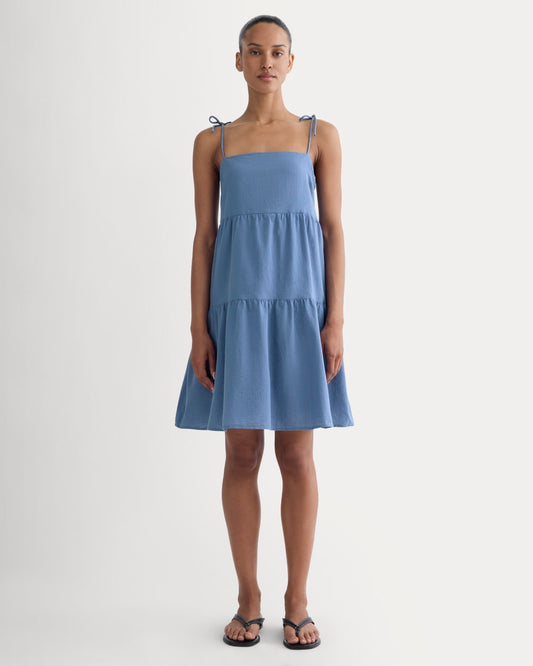 womens-gauze-mini-tiered-dress-soft-cobalt | primary