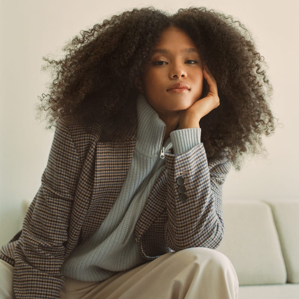 The ReWool® '80s Blazer | Blue / Brown Houndstooth – Everlane