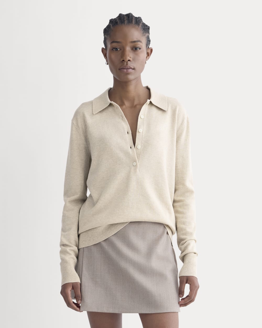 womens-oversized-polo-sweater-merino-heather-barley | primary