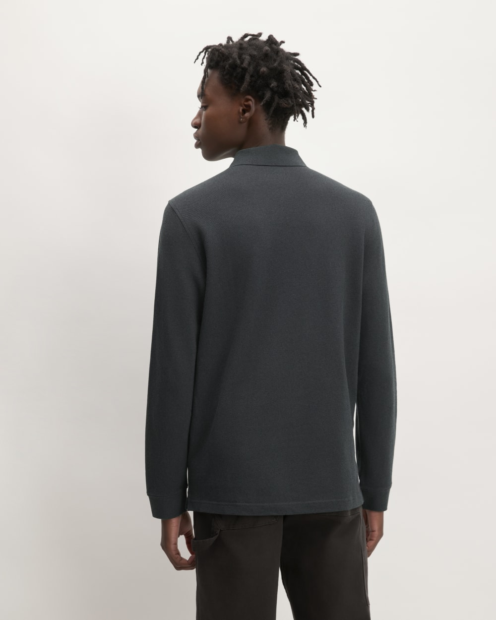 The Long-Sleeve Pique Polo | Heathered Graphite – Everlane