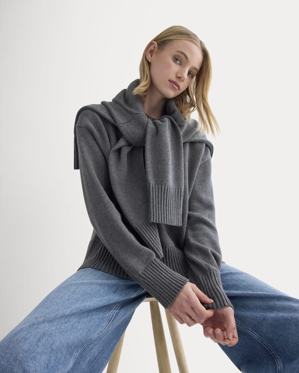 Everlane The Boxy Sweater in Everyday Cotton