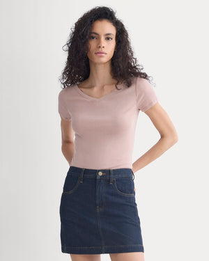 Tissue Short-Sleeve V-Neck Top | Dusty Rose