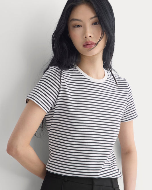womens-organic-cotton-slim-crew-tee-bone-black-stripe | primary